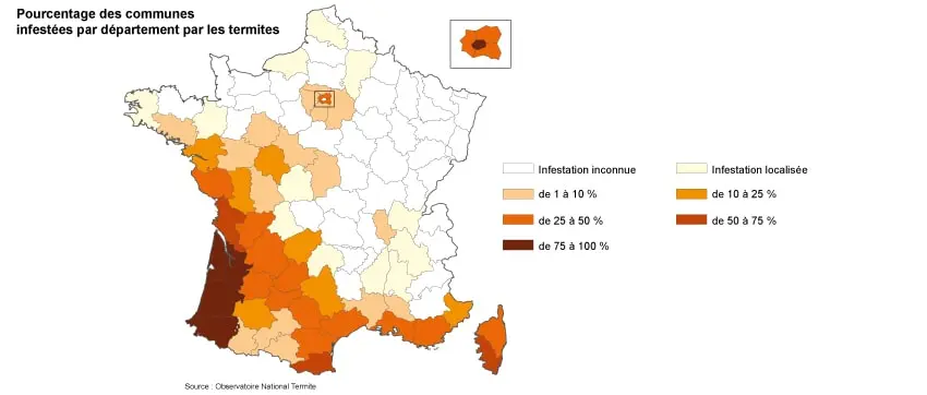 carte de france zone termitée